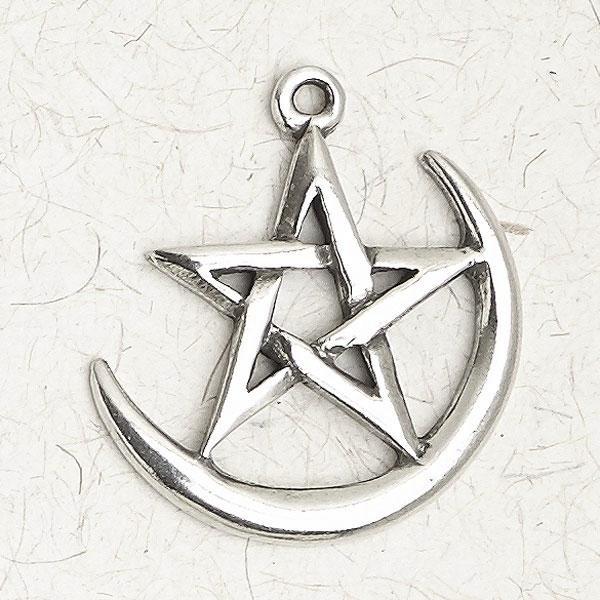 Crescent Moon Pentagram Necklace - DragonSpace Gift Shop